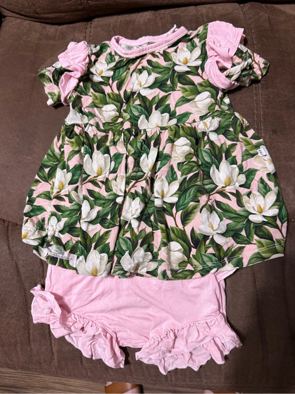 Laree and Co. Pink and Green Floral Baby Bamboo set